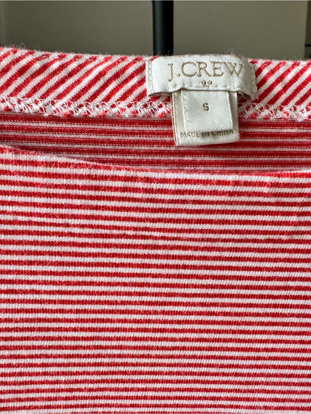 J.Crew Red and White Striped Tee with 3/4 Bell Sleeves